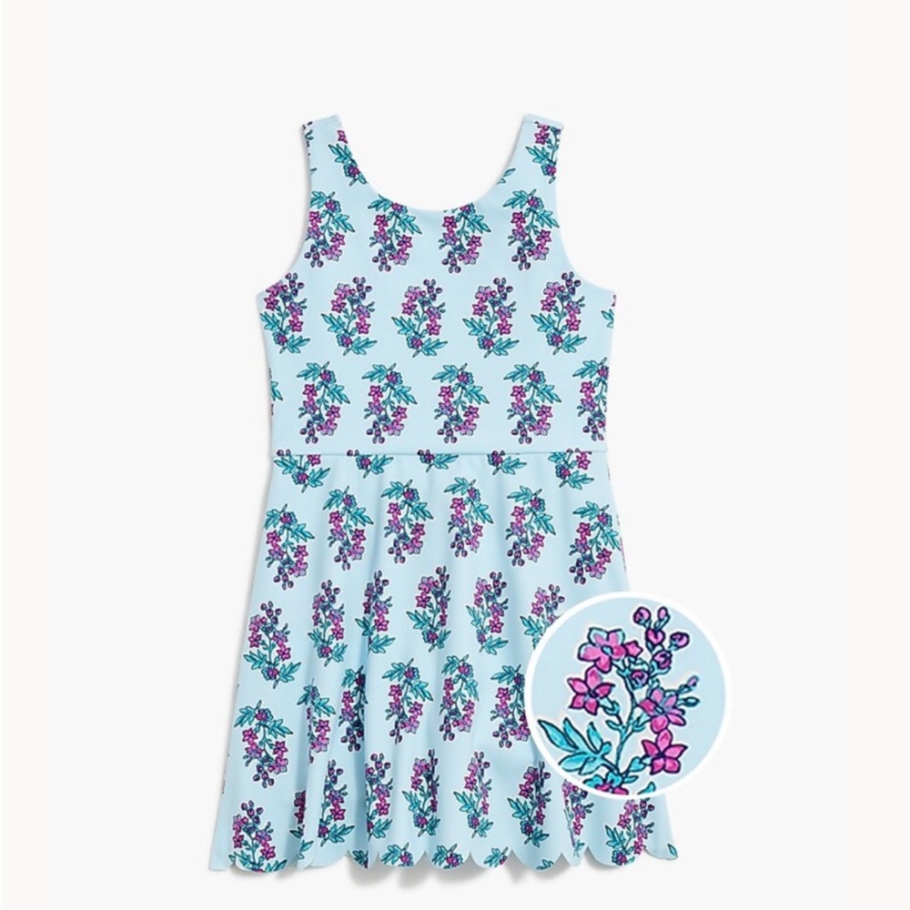 J. Crew Crewcuts Girls Active Skort Dress Scallop Trim Block Print Floral 12